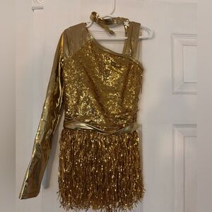 Gold Sequin One-Shoulder Dress